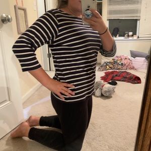 L.L Bean Dark Navy Blue Striped Shirt